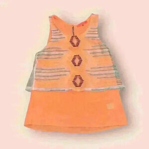 Lulumari Girls Orange Geometric Tank Top One Size S Sleeveless Shirt